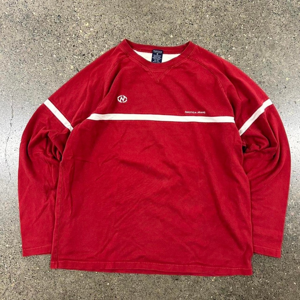 Vintage 90s Nautica Surf Striped Long Sleeve Shirt (Size XL) Y2K